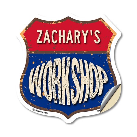 Signmission Zachary's Workshop, 12 Inch X 12 Inch, Vinyl Decal SHI-D-12-489-ZACHARY