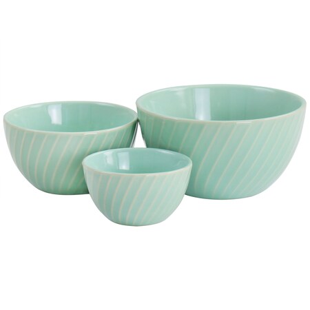 Martha Stewart 3 Piece Stoneware Mini Bowl Set in Mint 128904.03