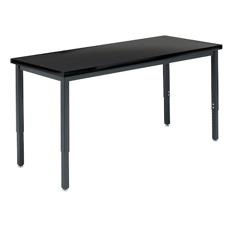 Diversified Spaces Rectangle Adjustable Table, 60" W, 62" L, 23" to 37.5" H, Phenolic Resin Top, Black X8604