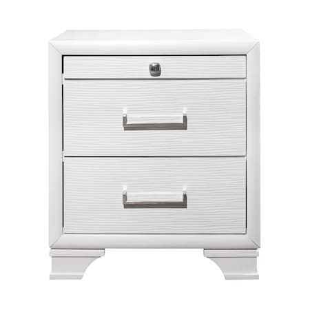 Homeroots 27" White Wood Two Drawer Nightstand 384057