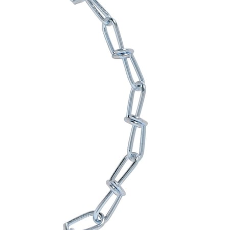 Baron Double Loop Chain, 2/0, 20 ft L, 255 lb Working Load, Low Carbon Steel, Electro Galvanized/Zinc Plated 45961