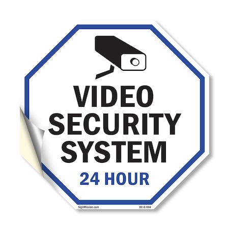 Signmission Video Security System 24 Hour, 18 Inch X 18 Inch, Vinyl Decal OC-D-18-4