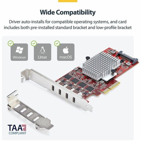 Startech.Com 4-Port USB-C 10Gb PCIe Card P10Q4CUSBCARD