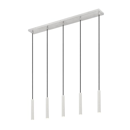 Z-Lite Forest 5 Light Linear Chandelier, Brushed Nickel, 42 In W 919MP12-5L-BN-LED