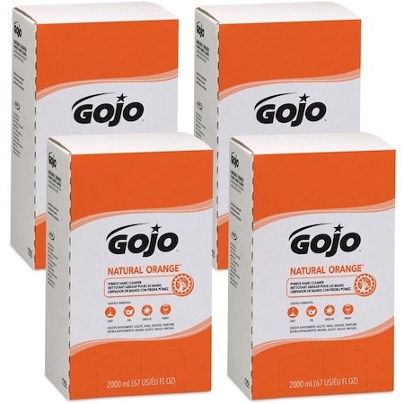 Gojo Hand Cleaner, Natural Orange Series, Liquid, 2,000 mL, Includes Grit, Citrus, 4 PK 7255-04