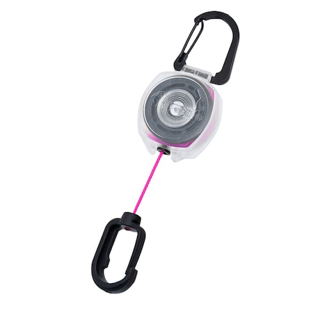 Key-Bak Retractable ID Badge Reel Key Holder, 24 in. Kevlar Cord, Carabiner, ID Badge Strap, Clear 0KB1-0B324