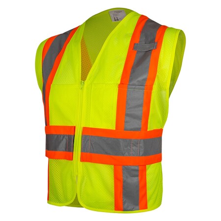 Reflective Apparel ANSI Type R Class 2 Breakaway Mesh Vest with Adjustable Side Wrap Closure 576ET-LM-6X-8X