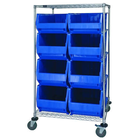 Quantum Storage Systems WIRE CART WITH 8 BIG BINS WRC2-63-3036-974976BL