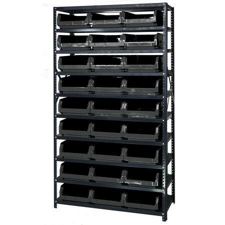 Quantum Storage Systems 10 SHELF OPEN UNIT W/27 BLACK BINS MSU-531BK