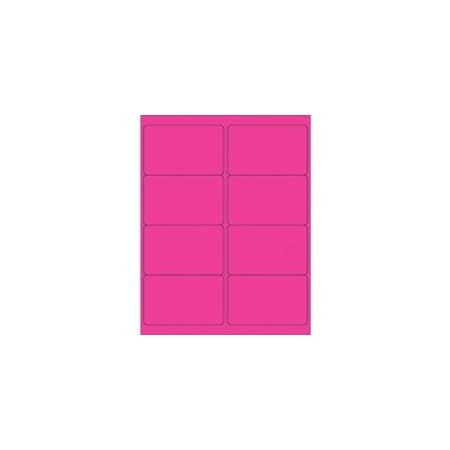 Bubblefast 4 x 2 1/2'' Fluorescent Pink Rectangle Laser Labels-8 Labels per Sheet BFLL179PK