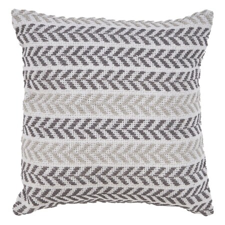 Homeroots Set of Two 18" X 18" Gray Beach Chevron Cotton Zippered Pillow, 2PK 535269