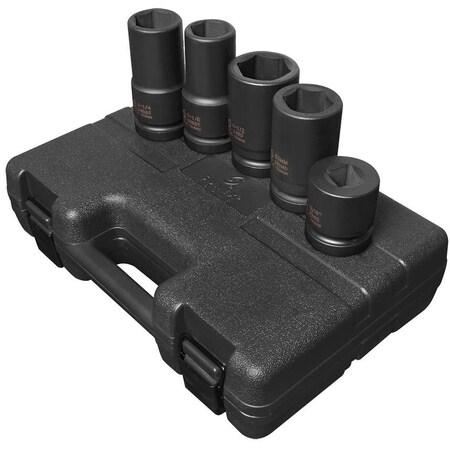 Sunex 1 in Drive Sae & Metric 6 Point Wheel Service 5-Piece Impact Socket Set 5685