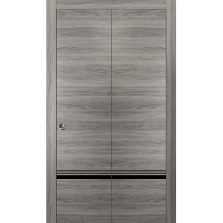 Sartodoors Sliding Closet Bi-fold Doors, Planum 0012 Ginger Ash and Aluminum Strips, Sturdy Tracks Moldings Tr PLANUM0012BF-GA-48 x 96 (2* 24x96)