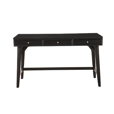 Homeroots 52" Black Solid Manufactured Wood Writing Desk with Three Drawers 524097