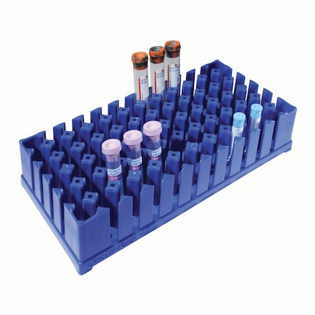 Jorgensen Laboratories One Rack Test Tube Rack, 72-Places, 16mm, Blue J0352X