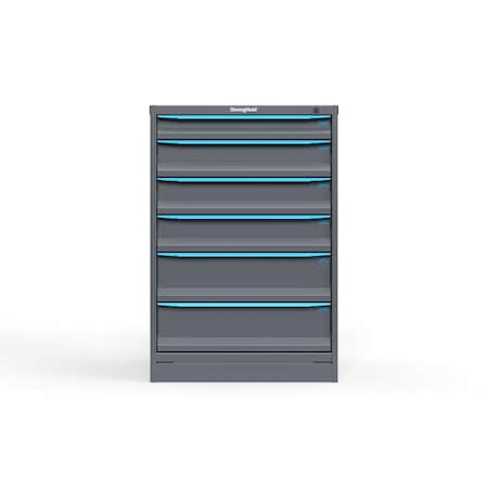 Strong Hold 6 drawer cabinet - (1x 3ft, 3x 5ft, 2x 7ft) - Blue accents - Keyed Different S3044-PPDAS-0601FS