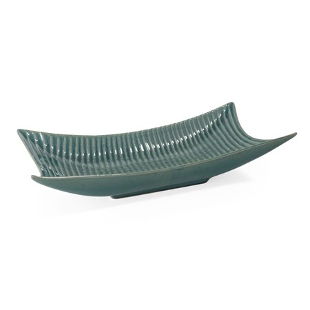 Homeroots 20in Blue And Green Ceramic Vanity Tray 574194