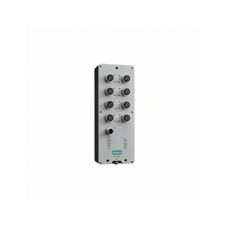 Moxa EN 50155 unmanaged Ethernet switch with 8 10/100BaseTX PoE ports, M12 TN-5308A-8PoE-WV-CT-T