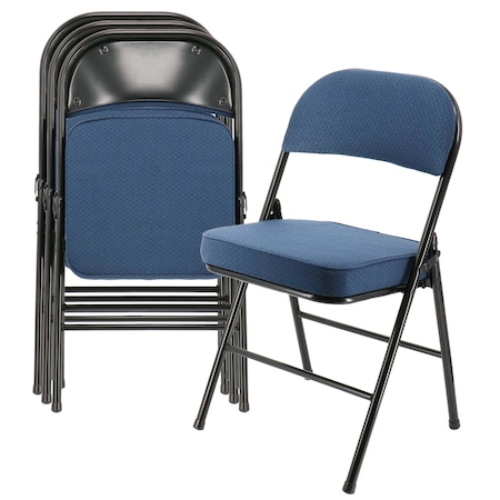 Elama 4 Piece Metal Folding Chair with 2.2 Inch Padded Seats in Dark Blue ELM-J0618-DB