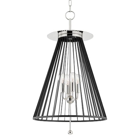 Hudson Valley Lighting Cagney 4 Light Pendant 18 In. Polished Nickel/Black 1018-PN/BK