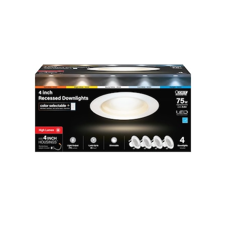 Feit Dimmable Recessed Downlight Enhance White 5in W Aluminum LED 8.6 W White, 4PK LEDR4HO/6WYCA/4