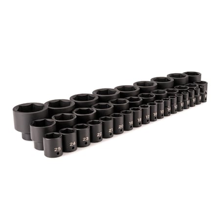 Tekton 1/2 Inch Drive Shallow 6-Point Impact Socket Set, 39-Piece (8 - 50 mm) SID92010