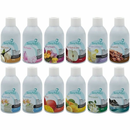 Timemist Premium Metered Air Freshener Refills, Assorted Scents, 7.1 oz Aerosol Spray, 12PK 1050698
