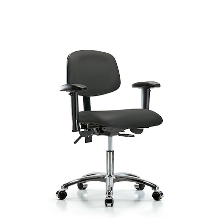 Blue Ridge Ergonomics Desk Chair Desk Chair, Vinyl, Chr Tilt AA Casters, Gry, Adjustable Arms, 18" to 23" Height, Vinyl BR-VDHCH-CR-T1-A1-CC-8605