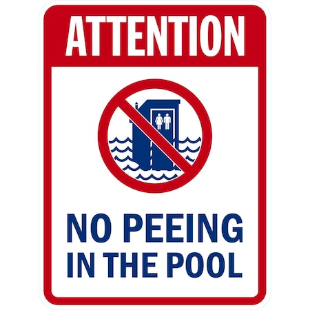 Lyle Attention, No Peeing in the Pool with Graphic, 18x24, High Intensity Prismatic, White G-10602-HI_18x24