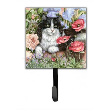 Carolines Treasures Black and White Cat in Poppies Leash or Key Holder CDCO0231SH4