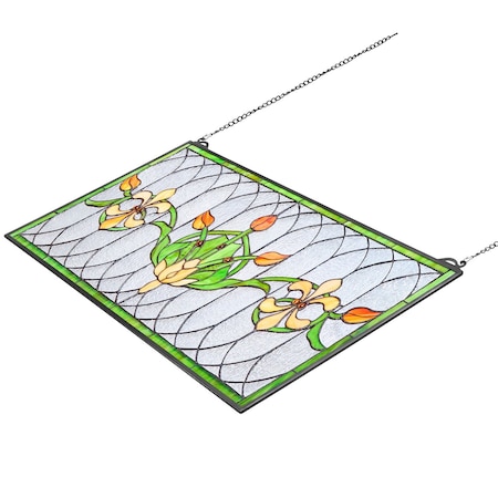 Vevor Stained Glass Tiffany Style Hanging Window Panel with Chain 32 x 17 Inches NC-SG04