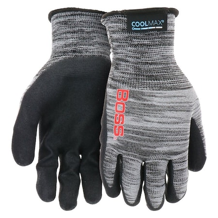 Boss Tactile Grip Series Coated Gloves, Men's, L, Elastic Knit Wrist, Slip-On Cuff, Nitrile Coating, PR B31151-L