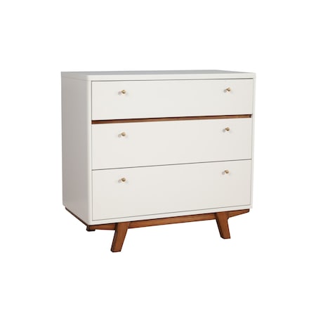 Homeroots 36" Brown and White Solid Wood Three Drawer Chest 524120
