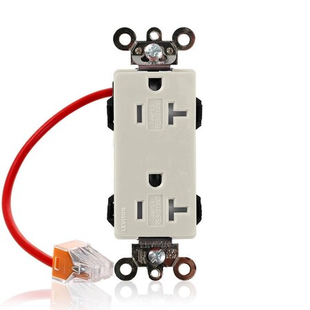 Leviton Straight Blade Receptacle, 5-20R, 20 A, 125V AC, Flush Mount, Self-Grounded MT163-SCT