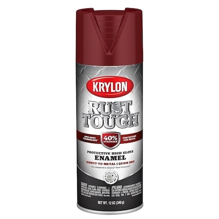 Krylon Rust Tough Enamel Spray Paint, Gloss, Burgundy, 12 oz, Can K09221008
