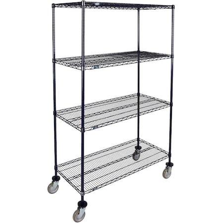 Global Industrial Nexel 4 Shelf Truck, Nexelon, 60"W x 24"D x 69"H, Polyurethane Swivel Casters 558470