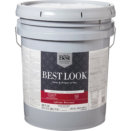Do It Best Best Look Latex Premium Paint & Primer In One Flat Enamel Interior Wall Paint Extra Deep Base 5 Gal. HW36W0803-20