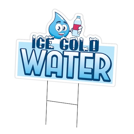 Signmission Ice Cold Water Yard Sign & Stake outdoor plastic coroplast window, C-DC-1216-DS-Ice Cold Water C-DC-1216-DS-Ice Cold Water