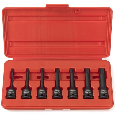 Neiko 0.375 in Dr. Impact Hex Bit Socket Set, Metric, Cr-Mo 01130B