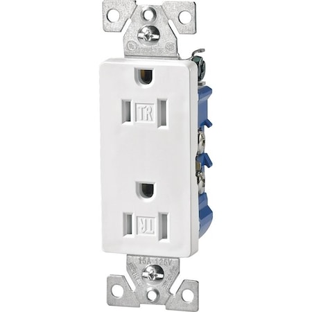 Eaton Wiring Devices Straight Blade Receptacle, 5-15R, 15 A, 125V AC, 2 Pole, 3 Wire, Flush Mount, Grounded TR1107W