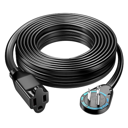 Maximm 25ft 14AWG 360 degrees Flat Plug Heavy Duty Extension Cord, Low Profile UL, Black ADW-S360-31F25-14B0