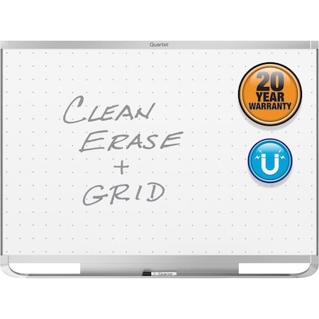 Quartet Grid Board, Steel, 48 in, 72 in, Aluminum/Plastic Frame, White, Gloss TEM547A