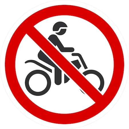 Lyle ISO No Motorbikes Symbol, 10x10, Non-Reflective, White G-1029-PL_10x10