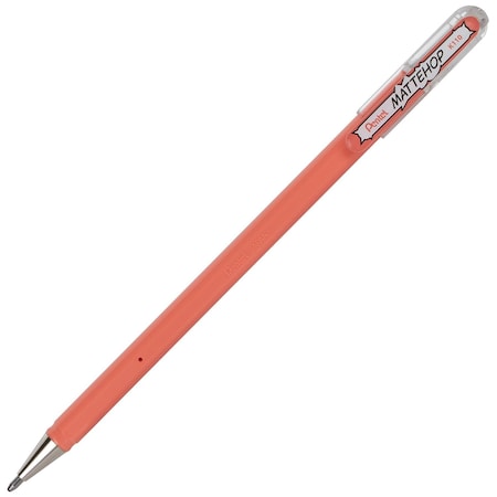 Pentel Hybrid MATTEHOP Gel Roller, 1.0mm, Matte Coral Pink Ink, 12PK K110-VP2