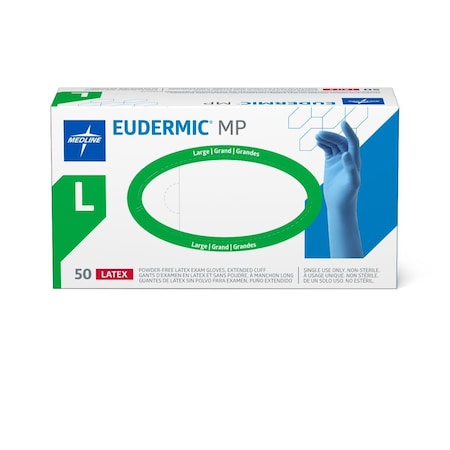 Medline Eudermic MP Powder-Free 12in High-Risk Exam Gloves, Size L, 50PK 485603H