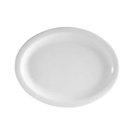 Cac Foodservice CAC China Clinton Narrow Rim 11-1/2-Inch by 9-1/8-Inch Super White Porcelain Oval Platter, 12PK NCN-13