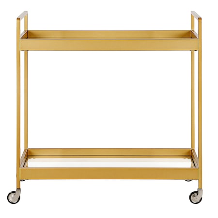 Homeroots Brass Steel And Glass Rolling Bar Cart 530443
