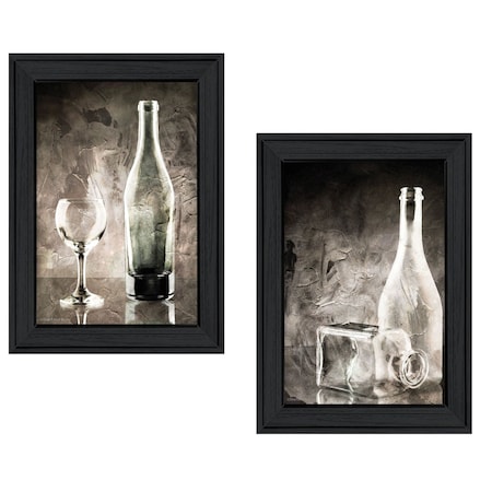 Homeroots Set Of Two Moody Gray Glassware Still Life 2 Black Framed Print Kitchen Wall Art, 2PK 406131