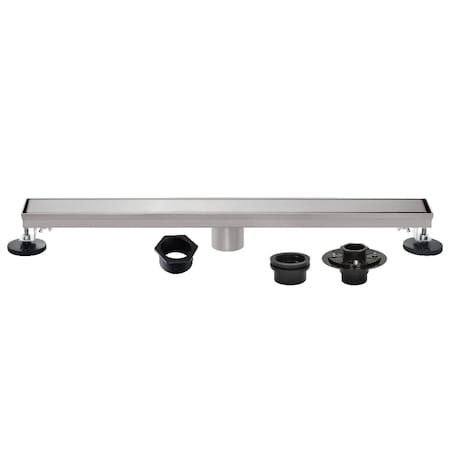 Kingston Brass 32-Inch Stainless Steel Linear Shower Drain with Reversible Tile Insert and Flat Grate BSFK3228