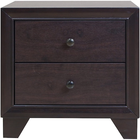 Homeroots 22" Espresso Two Drawers Solid Wood Nightstand 285542